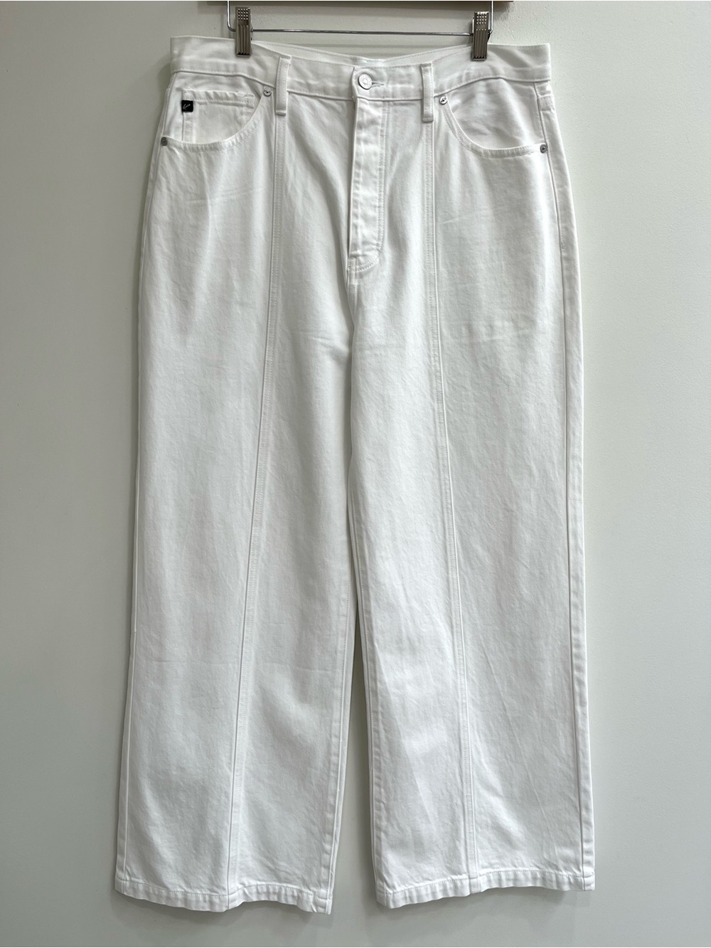 Kancan white wide leg jeans button fly high waisted 100% cotton Size 13/30
